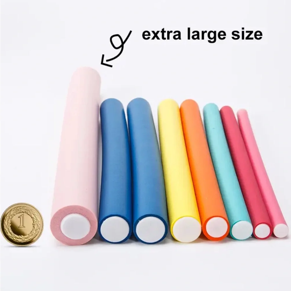 Soft Pink Foam Hair Rollers - Set of Styling Curlers